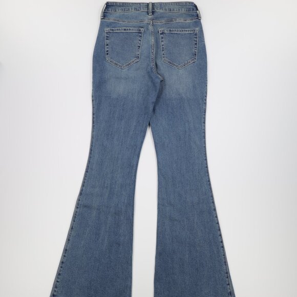Hollister Women's High Rise Medium Wash Stretch Denim Flare Jeans Blue Size 4L - Picture 6 of 12